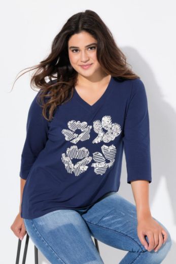 Plus size veliki brojevi Majica 3/4 rukava V ovratnika za punije