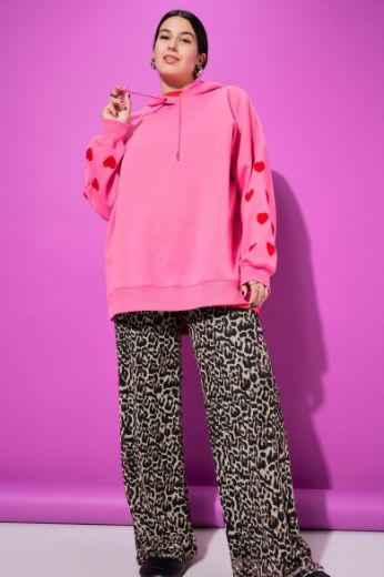 Plus size veliki brojevi Majica dugih rukava s printom srca za punije