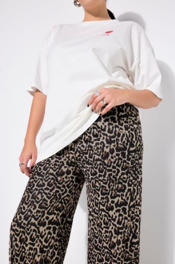 Plus size veliki brojevi Hlače mrežaste s leopard uzorkom za punije