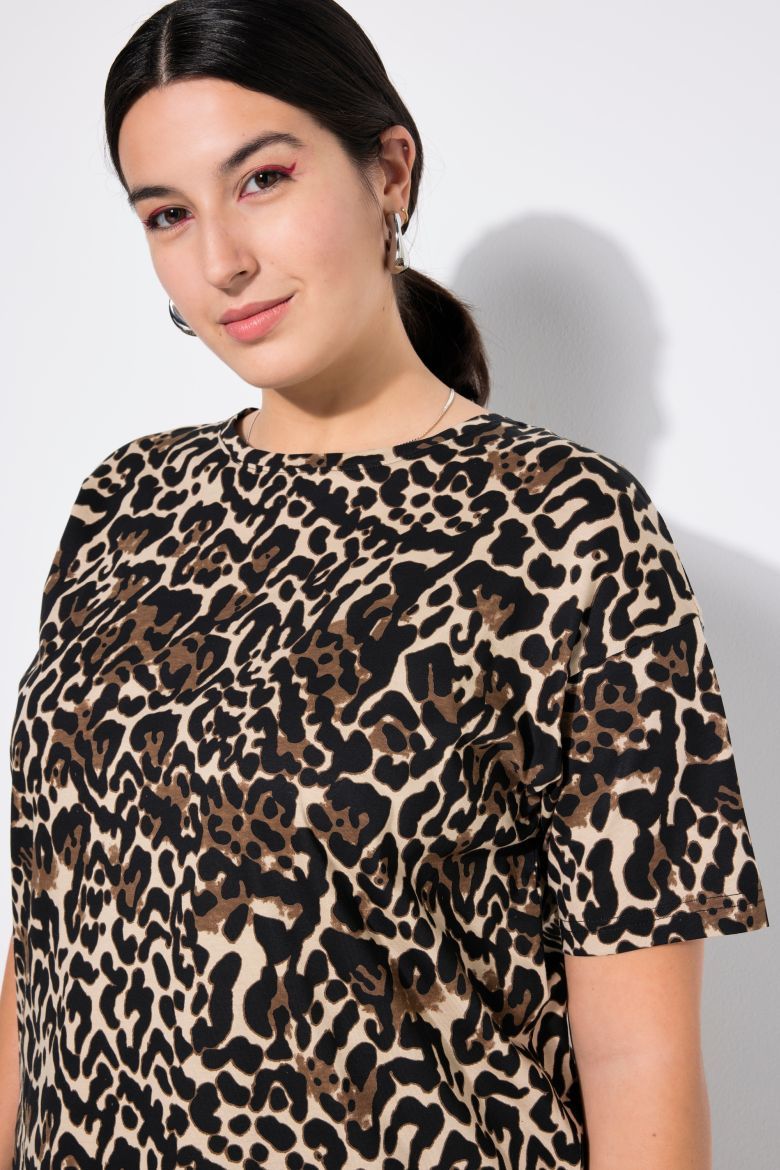 Plus size veliki brojevi Majica kratkih rukava s leopard printom za punije