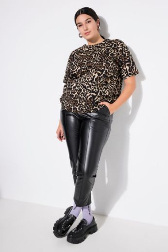 Plus size veliki brojevi Majica kratkih rukava s leopard printom za punije