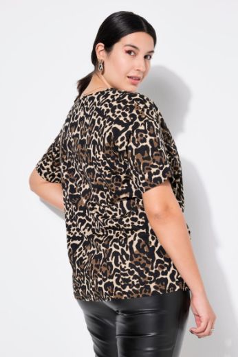 Plus size veliki brojevi Majica kratkih rukava s leopard printom za punije