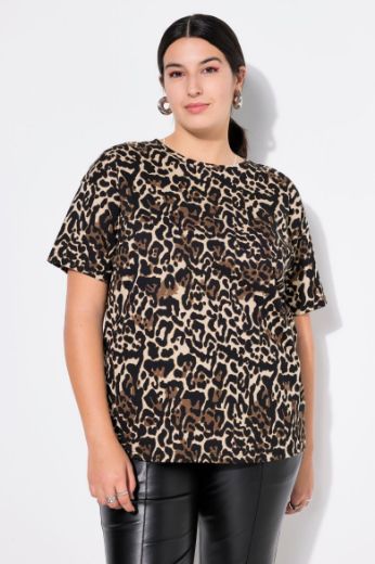 Plus size veliki brojevi Majica kratkih rukava s leopard printom za punije