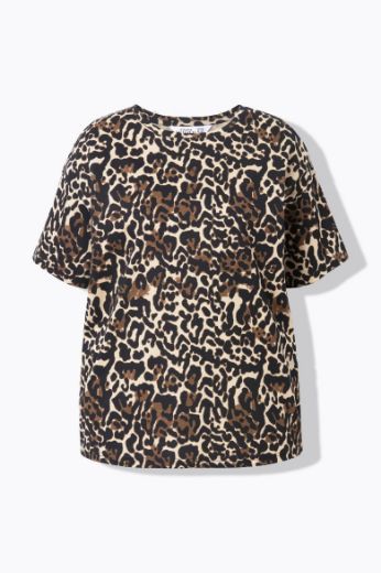 Plus size veliki brojevi Majica kratkih rukava s leopard printom za punije