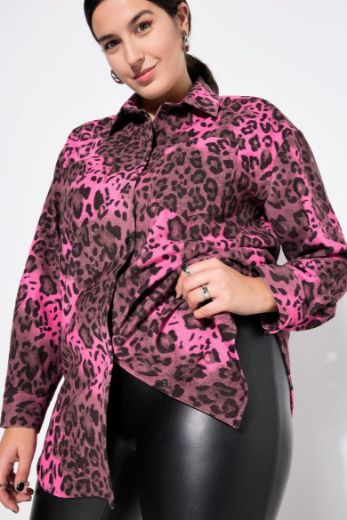 Plus size veliki brojevi Košulja dugih rukava s leopard uzorkom za punije