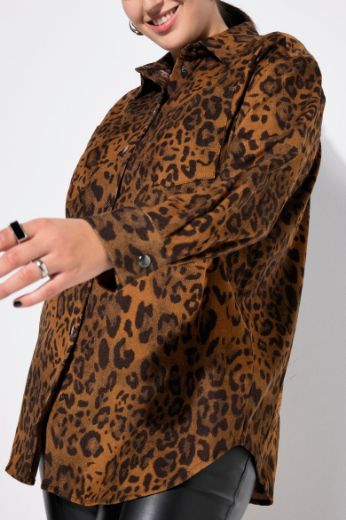 Plus size veliki brojevi Košulja dugih rukava s leopard uzorkom za punije