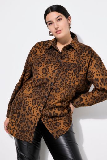 Plus size veliki brojevi Košulja dugih rukava s leopard uzorkom za punije