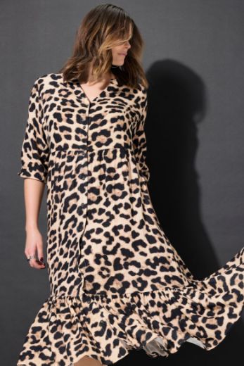 Plus size veliki brojevi Haljina od muslina s leopard uzorkom za punije