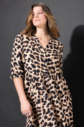 Plus size veliki brojevi Haljina od muslina s leopard uzorkom za punije