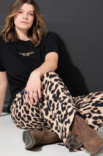 Plus size veliki brojevi Hlače od muslina s leopard uzorkom za punije