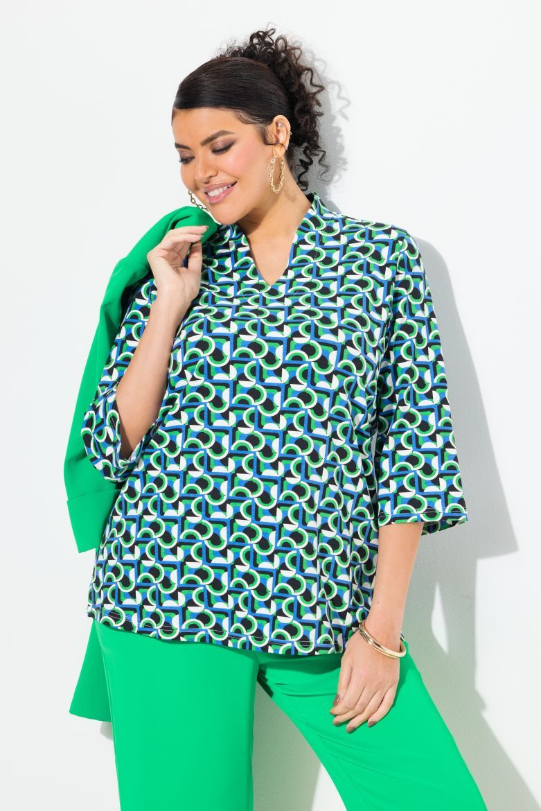 Plus size veliki brojevi Bluza 3/4 rukava V ovratnika za punije