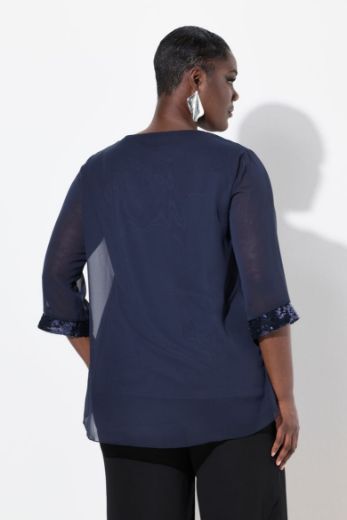 Plus size veliki brojevi Bluza 3/4 rukava sa šljokicama za punije