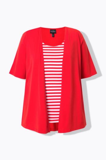 Plus size veliki brojevi Majica 2u1 na pruge za punije