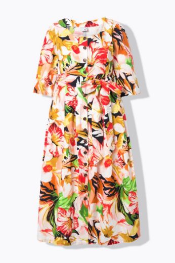 Plus size veliki brojevi Haljina maxi s 3/4 rukavima cvjetnog printa za punije