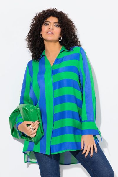 Veliki brojevi Košulja s okomitim i vodoravnim prugama moda za punije