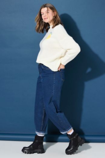 Plus size veliki brojevi Traperice visokog struka širokih nogavica za punije