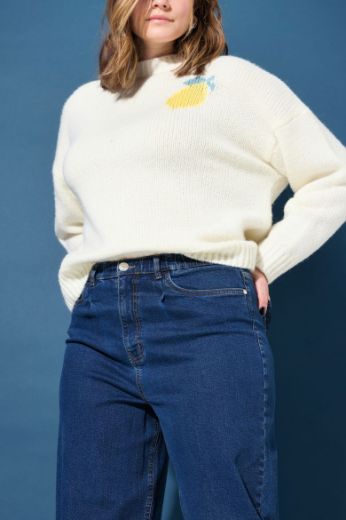 Plus size veliki brojevi Traperice visokog struka širokih nogavica za punije