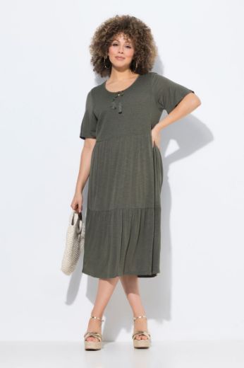 Plus size veliki brojevi Haljina kratkih rukava okruglog ovratnika za punije