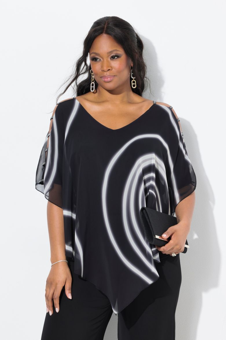 Plus size veliki brojevi Bluza dvoslojna V ovratnika za punije