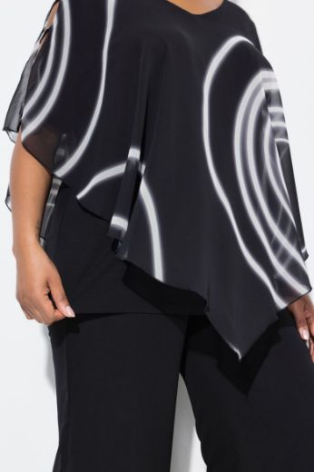 Plus size veliki brojevi Bluza dvoslojna V ovratnika za punije