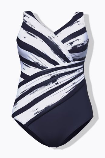 Plus size veliki brojevi Kupaći kostim jednodijelni s prugama za punije