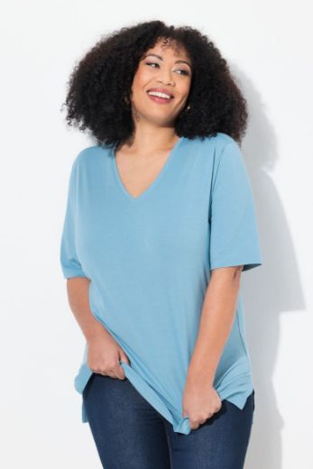 Plus size veliki brojevi Majica V izrez Basic za punije