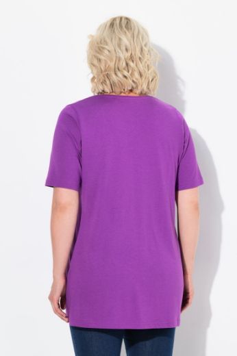 Plus size veliki brojevi Majica s naborima duži model za punije