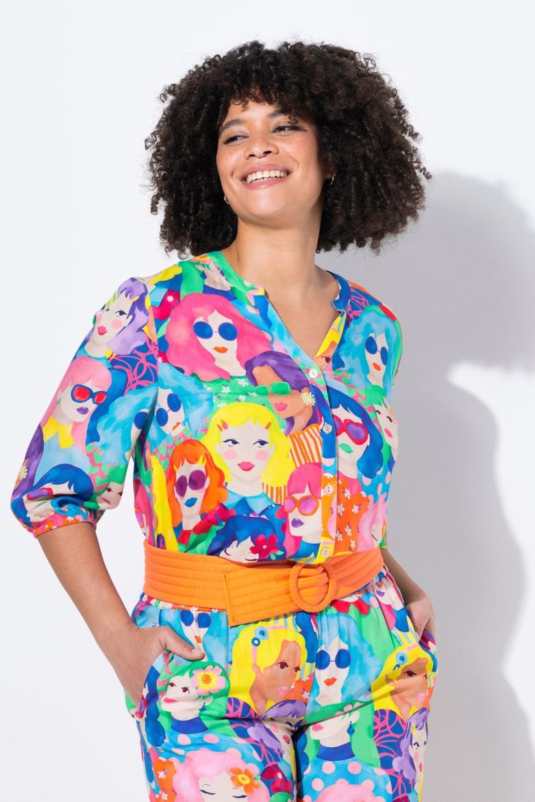 Plus size veliki brojevi Bluza s printom lica za punije