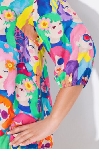 Plus size veliki brojevi Bluza s printom lica za punije