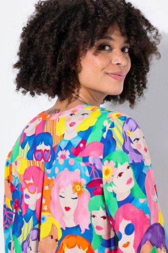 Plus size veliki brojevi Bluza s printom lica za punije