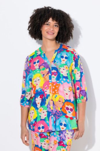 Plus size veliki brojevi Bluza s printom lica za punije