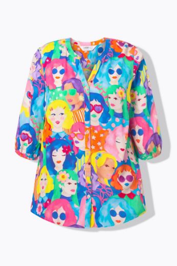 Plus size veliki brojevi Bluza s printom lica za punije