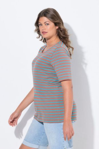 Plus size veliki brojevi Majica prugasta kratkih rukava za punije