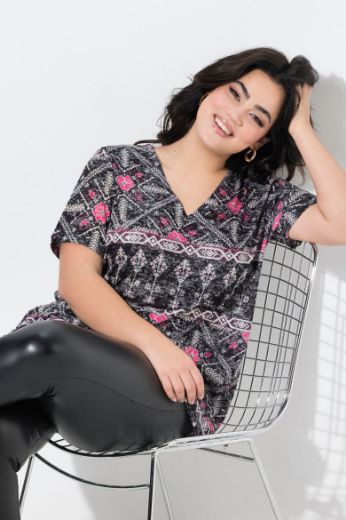Plus size veliki brojevi Majica kratkih rukava V ovratnika za punije
