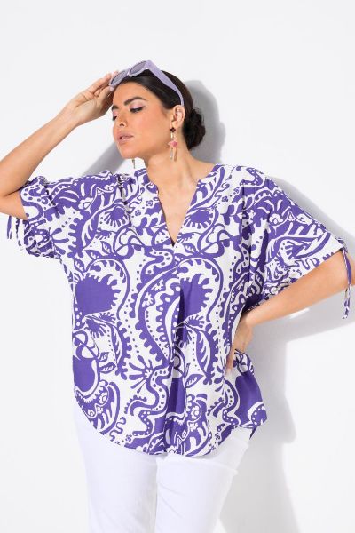 Veliki brojevi Bluza kratkih rukava V ovratnika moda za punije