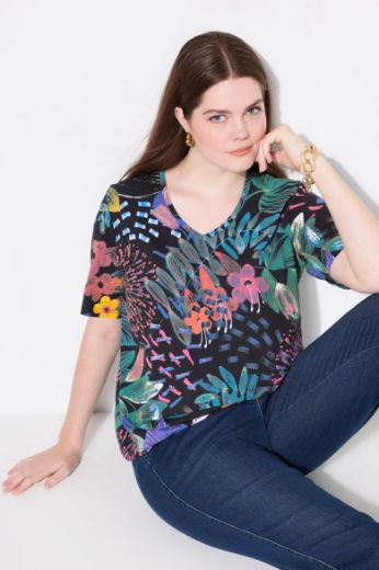 Plus size veliki brojevi Majica kratkih rukava V ovratnika za punije
