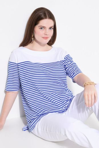 Plus size veliki brojevi Majica kratkih rukava na pruge za punije