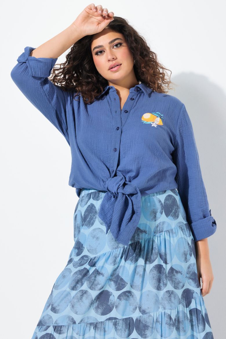 Plus size veliki brojevi Bluza na kopčanje dužeg A kroja za punije