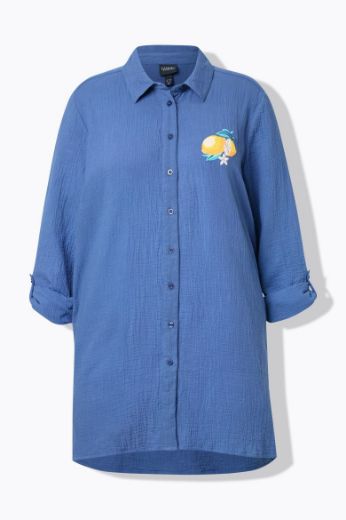 Plus size veliki brojevi Bluza na kopčanje dužeg A kroja za punije