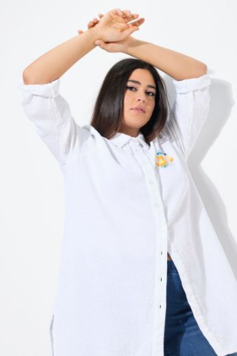 Plus size veliki brojevi Bluza na kopčanje dužeg A kroja za punije