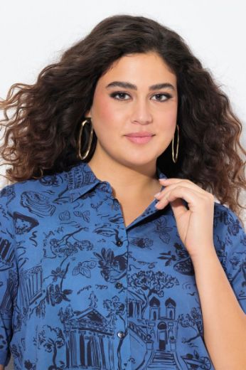 Plus size veliki brojevi Bluza na kopčanje kratkih rukava za punije