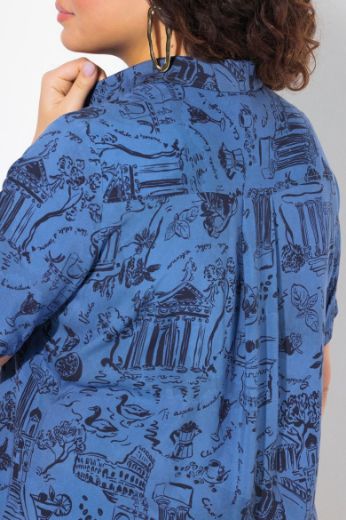 Plus size veliki brojevi Bluza na kopčanje kratkih rukava za punije