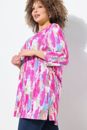 Plus size veliki brojevi Majica 3/4 rukava dužeg A kroja za punije