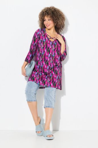 Plus size veliki brojevi Majica 3/4 rukava dužeg A kroja za punije