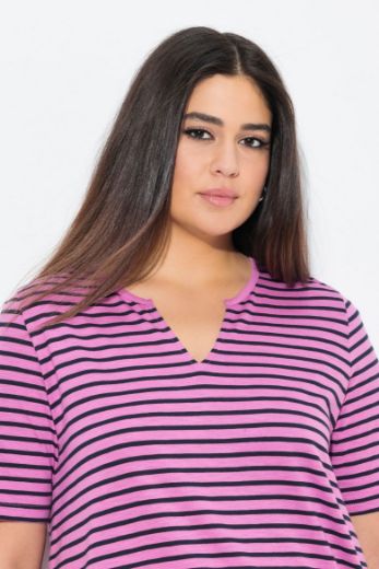 Plus size veliki brojevi Majica kratkih rukava na pruge za punije