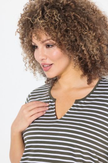 Plus size veliki brojevi Majica kratkih rukava na pruge za punije