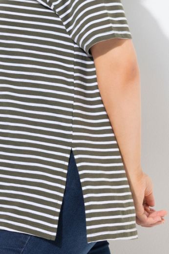 Plus size veliki brojevi Majica kratkih rukava na pruge za punije