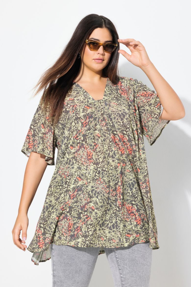Plus size veliki brojevi Tunika kratkih rukava A kroja za punije