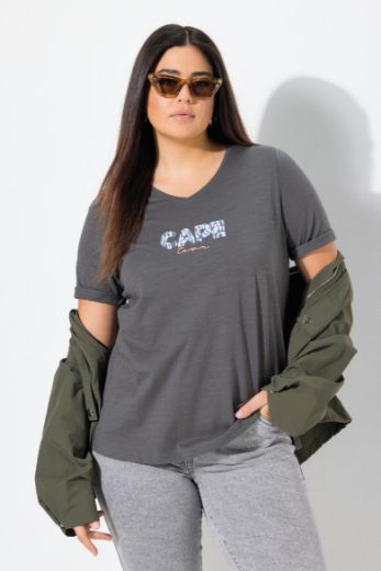 Plus size veliki brojevi Majica kratkih rukava V ovratnika za punije