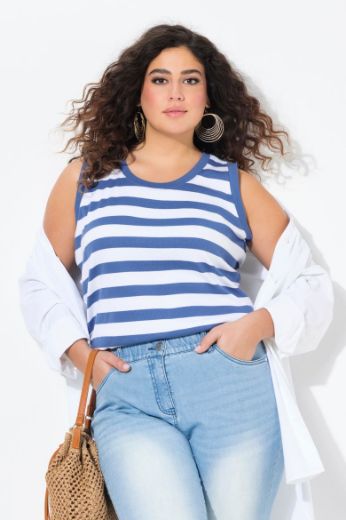 Plus size veliki brojevi Majica bez rukava na pruge za punije